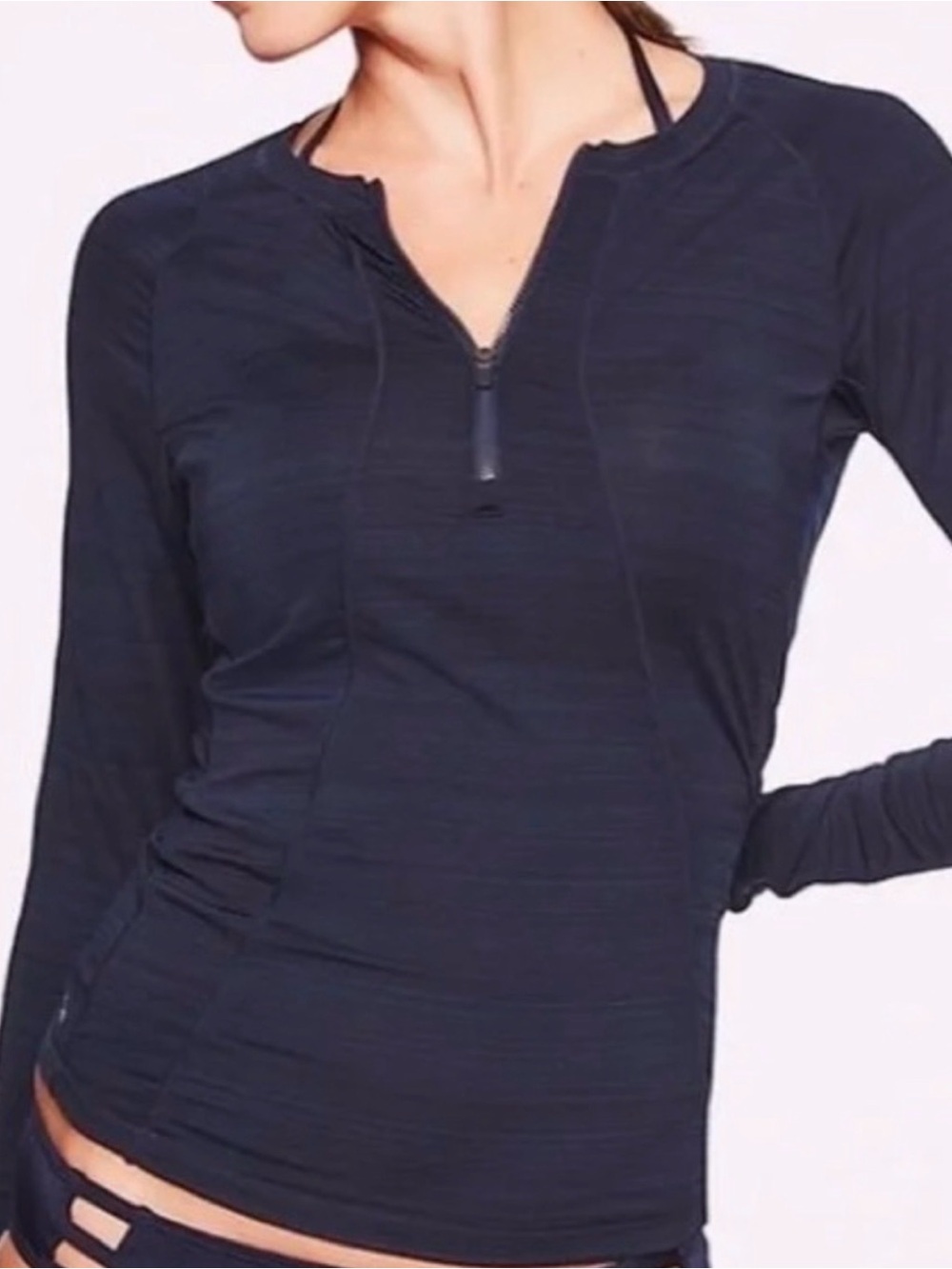 Athleta Dark Navy Quarter-Zip Long Sleeve Top
